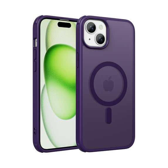 Dteck Magnetic for iPhone 14 Compatible with MagSafe, Translucent Matte Phone Case for iPhone 14 Slim Fit Shockproof Women Men Protective Cover,Purple