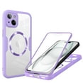 thumbnail image 1 of Dteck Magnetic for iPhone 14, Dustproof Design Compatible with MagSafe, Built-in Screen Protector Camera Protection Double Sides Full Body Protective Clear Cover for iPhone 14,Purple, 1 of 6