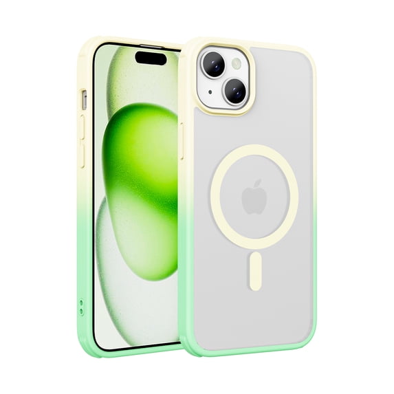 Dteck Magnetic for iPhone 14 Plus Compatible with MagSafe, Translucent Matte Phone Case for iPhone 14 Plus Slim Fit Shockproof Women Men Protective Cover,Yellow Green