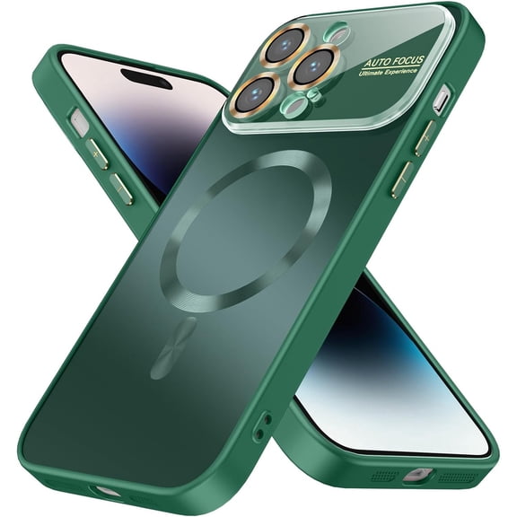 Dteck Magnetic for iPhone 14 Pro Case with Full Camera Lens Protector, Compatible with MagSafe, Military Grade Drop Protection Scratch Resistant Matte Shockproof Phone Cover for iPhone 14 Pro,Green