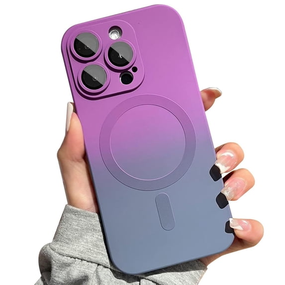 Dteck Magnetic iPhone 14 Pro Max Case Compatible with MagSafe, Cute Gradient Bi-Color Case for Women Men, Soft TPU Shockproof Slim Cover with Camera Lens Protector for iPhone 14 Pro Max,Purple Gray