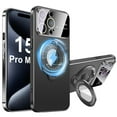 thumbnail image 1 of Dteck Magnetic for iPhone 14 Pro Max Case with Ring Stand, Compatible with MagSafe, Full Camera Lens Protector Scratch Resistant Matte Slim Cover Case for iPhone 14 Pro Max,Black, 1 of 7