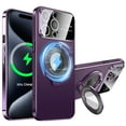thumbnail image 1 of Dteck Magnetic for iPhone 14 Pro Max Case with Ring Stand, Compatible with MagSafe, Full Camera Lens Protector Scratch Resistant Matte Slim Cover Case for iPhone 14 Pro Max,Purple, 1 of 7