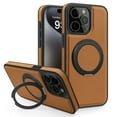 thumbnail image 1 of Dteck Magnetic for iPhone 14 Pro Max Leather Case,360° Adjustable Ring Stand Case Compatible with Magsafe Shockproof Protective Slim Phone Cover for Men Women,Brown, 1 of 9