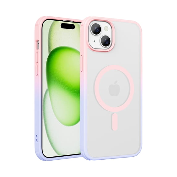 Dteck Magnetic for iPhone 15 Plus Compatible with MagSafe, Translucent Matte Phone Case for iPhone 15 Plus Slim Fit Shockproof Women Men Protective Cover,Pink Purple
