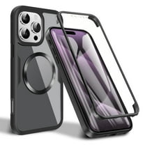 Dteck Magnetic for iPhone 15 Pro Case Compatible with MagSafe, Built-in Screen Protector Camera Protection Double Sides Full Body Protective Clear Cover for iPhone 15 Pro,Black