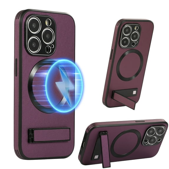 Dteck Magnetic for iPhone 15 Pro Max Case, Compatible with MagSafe,Premium Slim Lerather Magnetic Case with Built-in Invisible Stand for iPhone 15 Pro Max,Winered