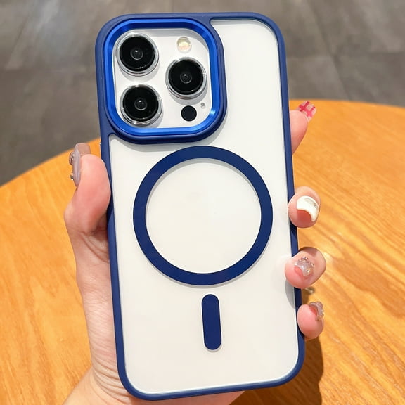 Dteck Magnetic for iPhone 15 Pro Max Case, Compatible with MagSafe, Shockproof Military-Grade Protection Slim Non-Slip Clear Phone Case for iPhone 15 Pro Max,Deep Blue
