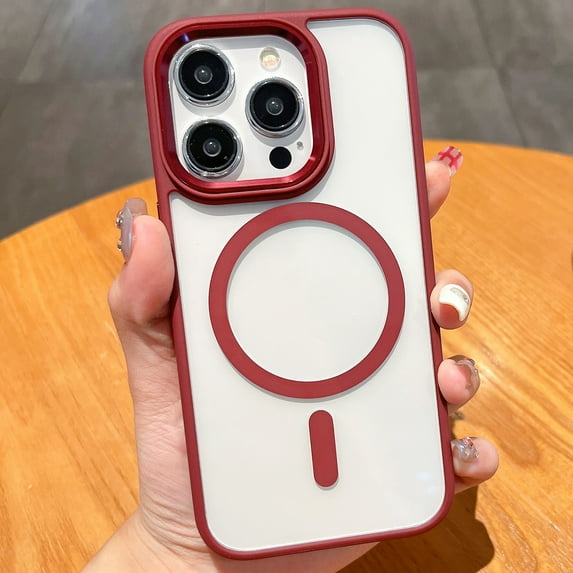 Dteck Magnetic for iPhone 15 Pro Max Case, Compatible with MagSafe, Shockproof Military-Grade Protection Slim Non-Slip Clear Phone Case for iPhone 15 Pro Max,Red