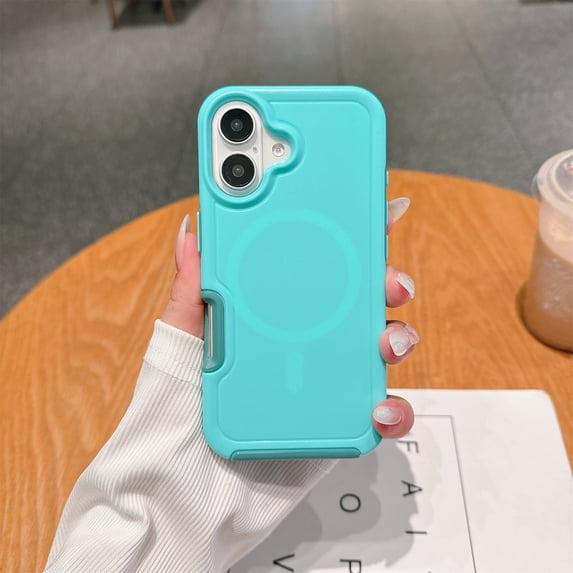 Dteck Magnetic for iPhone 16 Case 2024, Compatible with MagSafe, Military Grade Drop Protection Dual-Layer Design Shockproof Rugged Phone Case for iPhone 16 6.1 Inch,Mint Green