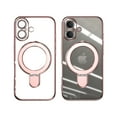 thumbnail image 1 of Dteck Magnetic for iPhone 16 Case with Invisible Stand Compatible with MagSafe, Full Camera Lens Protector Plating Bumper Shockproof Not Yellowing Clear Cover for iPhone 16,Rosegold, 1 of 6