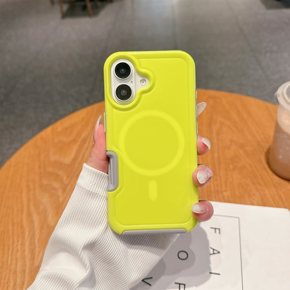 Dteck Magnetic for iPhone 16 Plus Case 2024, Compatible with MagSafe, Military Grade Drop Protection Dual-Layer Design Shockproof Rugged Phone Case for iPhone 16 Plus 6.7 Inch,Green Gray