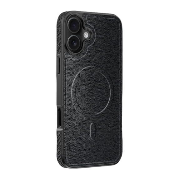 Dteck Magnetic for iPhone 16 Plus Case, Compatible with MagSafe, Military Grade Drop Protection Business Leather Classy Shockproof with Anti-Fingerprint Phone Case,Black
