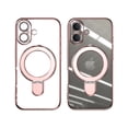 thumbnail image 1 of Dteck Magnetic for iPhone 16 Plus Case with Invisible Stand Compatible with MagSafe, Full Camera Lens Protector Plating Bumper Shockproof Not Yellowing Clear Cover for iPhone 16 Plus,Rosegold, 1 of 6