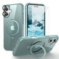 thumbnail image 1 of Dteck Magnetic for iPhone 16 Plus Case with Screen Protector Camera Lens Cover, Compatible with MagSafe, Military Grade Drop Ring Holder Translucent Slim Hard Back Soft Edge,Blue, 1 of 8