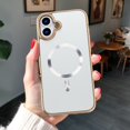thumbnail image 1 of Dteck Magnetic for iPhone 16 Plus, Shockproof Ultra Slim Plating Electroplated PC TPU Drop-Resistant Cover Stylish Anti-Scratch Protection Shell Support Wireless Charging Cover, White, 1 of 7