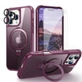 thumbnail image 1 of Dteck Magnetic for iPhone 16 Pro Case with Screen Protector Camera Lens Cover, Compatible with MagSafe, Military Grade Drop Ring Holder Translucent Slim Hard Back Soft Edge,Winered, 1 of 8