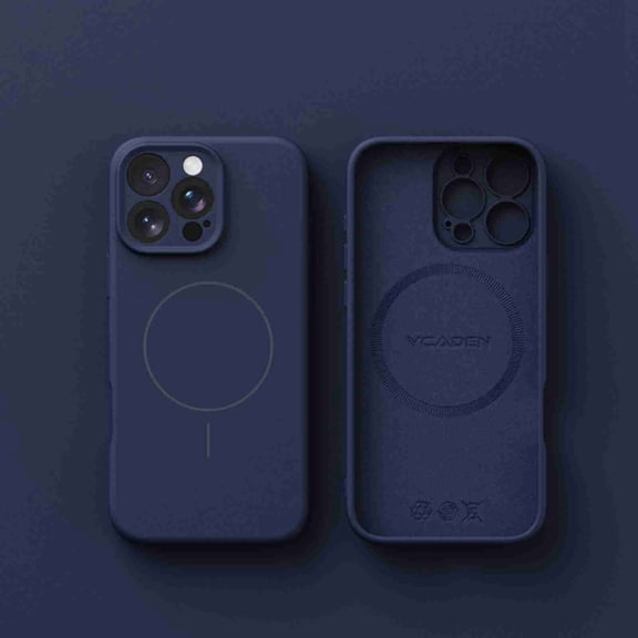 Dteck Magnetic for iPhone 16 Pro Max Case, Compatible with MagSafe Accessory, Silicone Camera Control Button Protection Anti-Scratch Soft Microfiber Lining Wireless Charging Support Cover, Darkblue