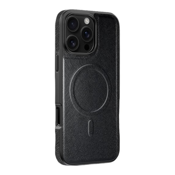 Dteck Magnetic for iPhone 16 Pro Max Case, Compatible with MagSafe, Military Grade Drop Protection Business Leather Classy Shockproof with Anti-Fingerprint Phone Case,Black