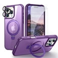 thumbnail image 1 of Dteck Magnetic for iPhone 16 Pro Max Case with Screen Protector Camera Lens Cover, Compatible with MagSafe, Military Grade Drop Ring Holder Translucent Slim Hard Back Soft Edge,Purple, 1 of 8