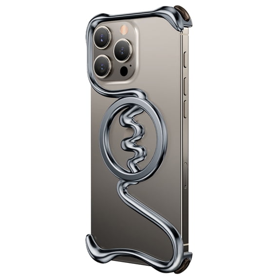 Dteck Magnetic for iPhone 16 Pro Max Minimalist Frameless Metal Bumper Protection Case, Compatible with Magsafe Accessory, Shockproof Bezel Less Ultra Thin Bumper Heat Dissipation Bumper, Gray
