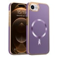 thumbnail image 1 of Dteck Magnetic for iPhone 16E (2025), Shockproof Ultra Slim Plating Electroplated PC TPU Drop-Resistant Cover Stylish Anti-Scratch Protection Shell Support Wireless Charging Cover, Darkpurple, 1 of 7