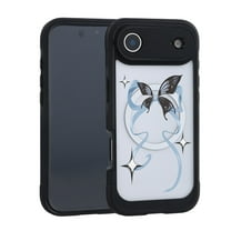 Dteck Magnetic for iPhone 17 Air Case with Built-in Screen Protector, Compatible with MagSafe, Cute Trendy Design Military Drop Proof Bumper Cover 6.6 Inch,Big Bowknot - Black