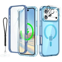 Dteck Magnetic for iPhone 17 Pro Case, Compatible with MagSafe Built-in Touch Sensitive Anti-Scratch Screen Protector, Camera Lens Cover with Wrsit Strap for iPhone 17 Pro 6.3 Inch,Blue