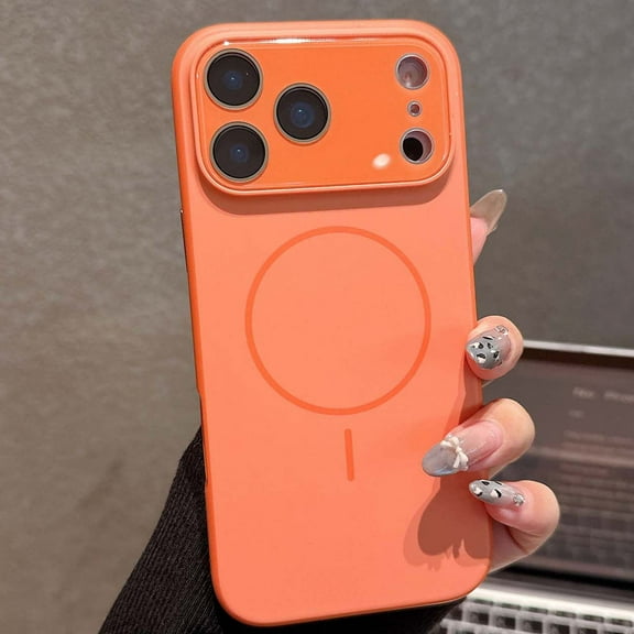 Dteck Magnetic for iPhone 17 Pro Case, Compatible with MagSafe,Camera Lens Full Protection Slim Fit Shockproof Phone Cover for iPhone 17 Pro 6.3 Inch,Orange