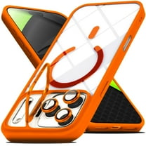 Dteck Magnetic for iPhone 17 Pro Case, Compatible with MagSafe, Military Grade Drop Protection, Slim Clear Shockproof with Camera Lens Cover Kickstand for iPhone 17 Pro,Orange