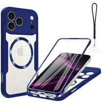 Dteck Magnetic for iPhone 17 Pro Max Case with Built-in Screen Protector, Compatible with MagSafe, Full Body Drop Proof 17 Pro Max Cover Bumper 6.9 Inch,Blue