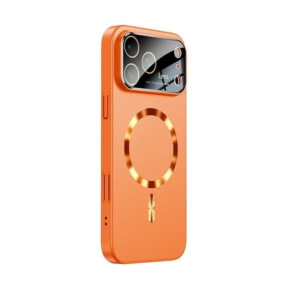 Dteck Magnetic for iPhone 17 Pro Max Case with Full Camera Lens Cover, Compatible with Magsafe Matte Slim Shockproof Protective Phone Cover 6.9 Inch,Orange