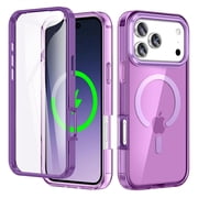Dteck Magnetic for iPhone 18 Pro Max Case with Built-in Screen Protector, Compatible with MagSafe, Shockproof Full Body Translucent Phone Cover,Dark Purple