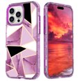 thumbnail image 1 of Dteck Marble Pattern Case For iPhone 16 Pro,Shockproof Hard PC+Soft Silicone Bumper Drop Protective Women Girls Phone Cover Case for iPhone 16 Pro,Purple/Black, 1 of 6