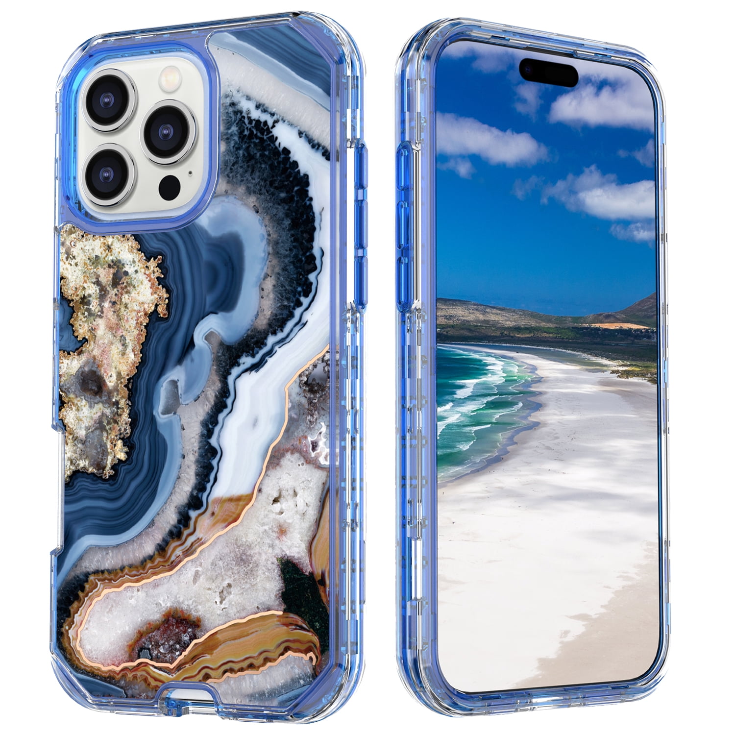 Dteck Marble Pattern Case For iPhone 16 Pro Max,Shockproof Hard PC