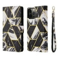 thumbnail image 1 of Dteck Marble Patterned Case for Apple iPhone 12 Pro Max 6.7-inch,Magnetic Leather Card Holder Wallet Kickstand Case Flip Shockproof Protective Cover with Strap,Black, 1 of 8
