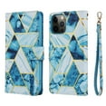 thumbnail image 1 of Dteck Marble Patterned Case for Apple iPhone 12 Pro Max 6.7-inch,Magnetic Leather Card Holder Wallet Kickstand Case Flip Shockproof Protective Cover with Strap,Blue, 1 of 8