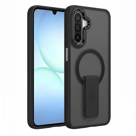 Dteck Matte Case for Samsung Galaxy A37 5G,Shockproof TPU+PC Case Compatible with Mag Safe Kickstand Frosted Translucent Back Cover,Black