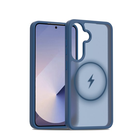 Dteck Matte Magnetic Case for Samsung Galaxy S25 FE,Shockproof TPU+PC Case Compatible with Mag Safe Matte Translucent Back Cover for Galaxy S25 FE,Blue