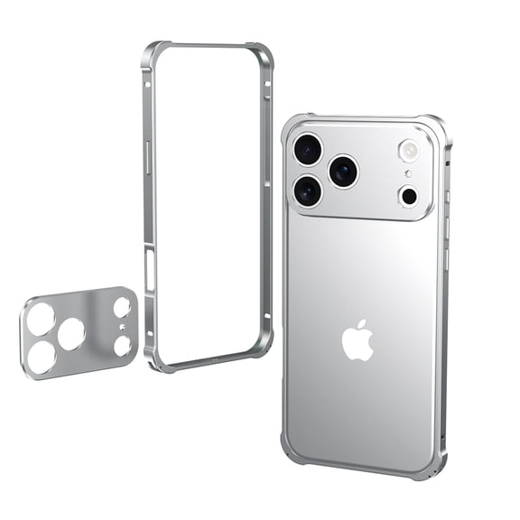 Dteck Metal Bumper Case for iPhone 17 Pro,Shockproof Aluminum Frame Bumper with Metal Camera Lens Protection Cover for iPhone 17 Pro ,Silver