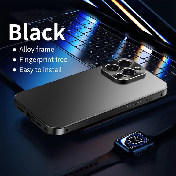 Dteck Metal Case for iPhone 16 Pro,Luxury Alloy Frame Slim Back Case Shockproof Magnetic Lock Cover for iPhone 16 Pro,Black