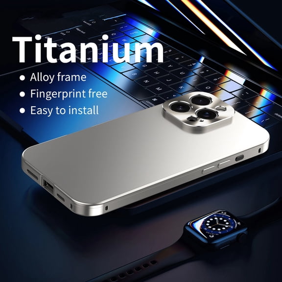 Dteck Metal Case for iPhone 16 Pro Max,Luxury Alloy Frame Slim Back Case Shockproof Magnetic Lock Cover for iPhone 16 Pro Max,Titanium