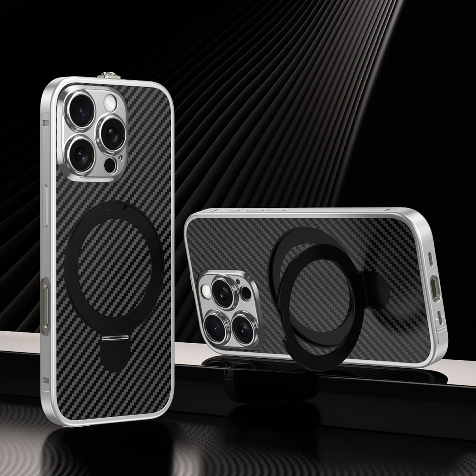 Carbon Fiber Stainless Steel Iphone 12 Case Dteck Metal Case For