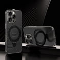 thumbnail image 1 of Dteck Metal Case for iPhone 16,Shockproof Stainless Steel Bumper Carbon fiber Back Cover Compatible with Mag Safe Case Ring Holder Stand Cover for iPhone 16,Black, 1 of 9