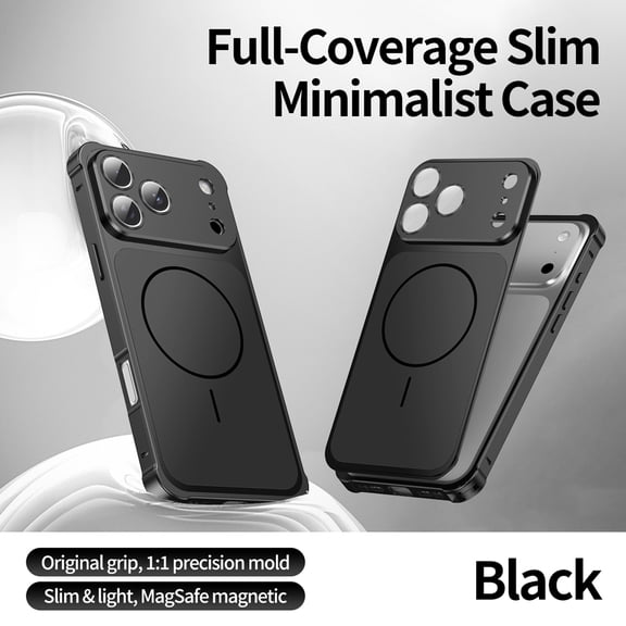 Dteck Metal Case for iPhone 17 Pro Max,Shockproof Aluminum Alloy Frame Magnetic Back Case Compatible with Mag Safe Built-in Camera Lens Protector Cover for iPhone 17 Pro Max,Black