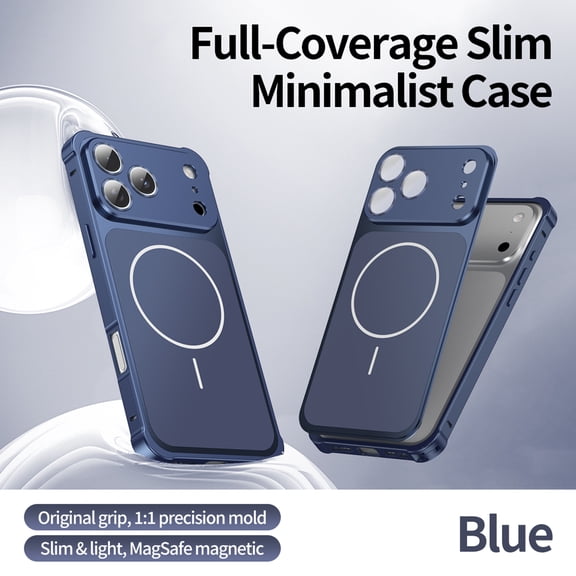 Dteck Metal Case for iPhone 17 Pro Max,Shockproof Aluminum Alloy Frame Magnetic Back Case Compatible with Mag Safe Built-in Camera Lens Protector Cover for iPhone 17 Pro Max,Blue