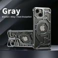 thumbnail image 1 of Dteck Metal Frameless Compatible with Mag Safe Case for iPhone 13,Luxury Alloy Case Hollow Heat Dissipation Sleek Minimalist Slim Case with Built-in Camera Stand Shockproof Cover,Grey, 1 of 9