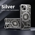 thumbnail image 1 of Dteck Metal Frameless Compatible with Mag Safe Case for iPhone 13,Luxury Alloy Case Hollow Heat Dissipation Sleek Minimalist Slim Case with Built-in Camera Stand Shockproof Cover,Silver, 1 of 9