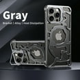 thumbnail image 1 of Dteck Metal Frameless Compatible with Mag Safe Case for iPhone 14 Pro Max,Luxury Alloy Case Hollow Heat Dissipation Sleek Minimalist Slim Case with Built-in Camera Stand Shockproof Cover,Grey, 1 of 9