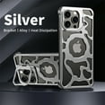 thumbnail image 1 of Dteck Metal Frameless Compatible with Mag Safe Case for iPhone 14 Pro Max,Luxury Alloy Case Hollow Heat Dissipation Sleek Minimalist Slim Case with Built-in Camera Stand Shockproof Cover,Silver, 1 of 9